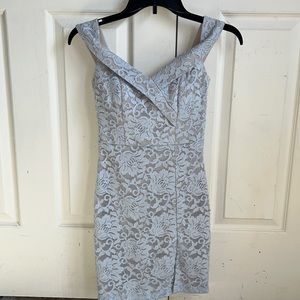 Size 1 off the shoulder light blue homecoming dress